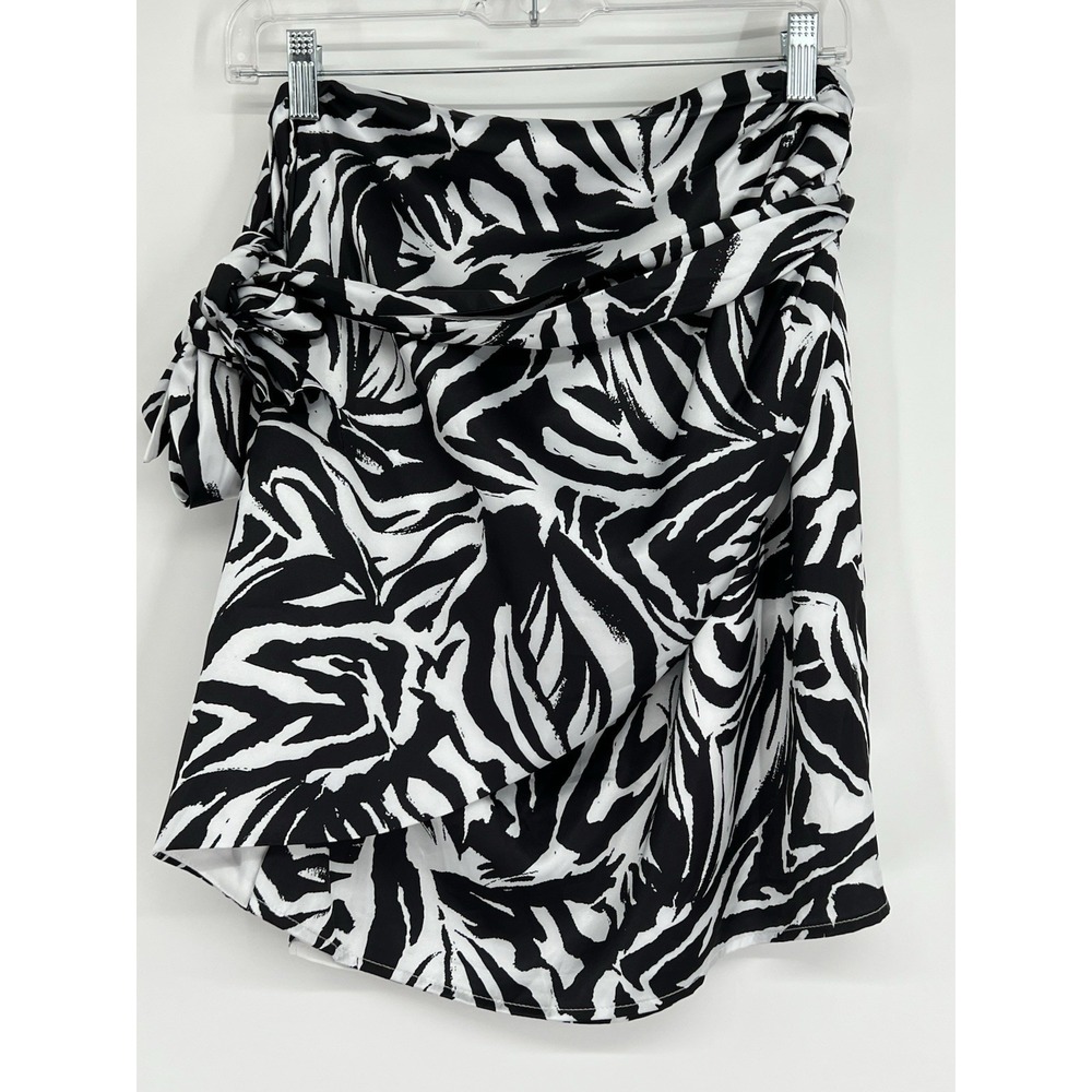 Women's XL Zebra Animal Print Wrap Skirt Resort Chic Elegant Maximalist Lined